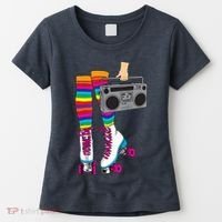 Retro Rollerskates Funny 80's Roller Disco Skating Girl Gift Women's T-Shirt thumb 0