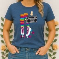 Retro Rollerskates Funny 80's Roller Disco Skating Girl Gift Women's T-Shirt thumb 2