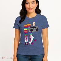 Retro Rollerskates Funny 80's Roller Disco Skating Girl Gift Women's T-Shirt thumb 4