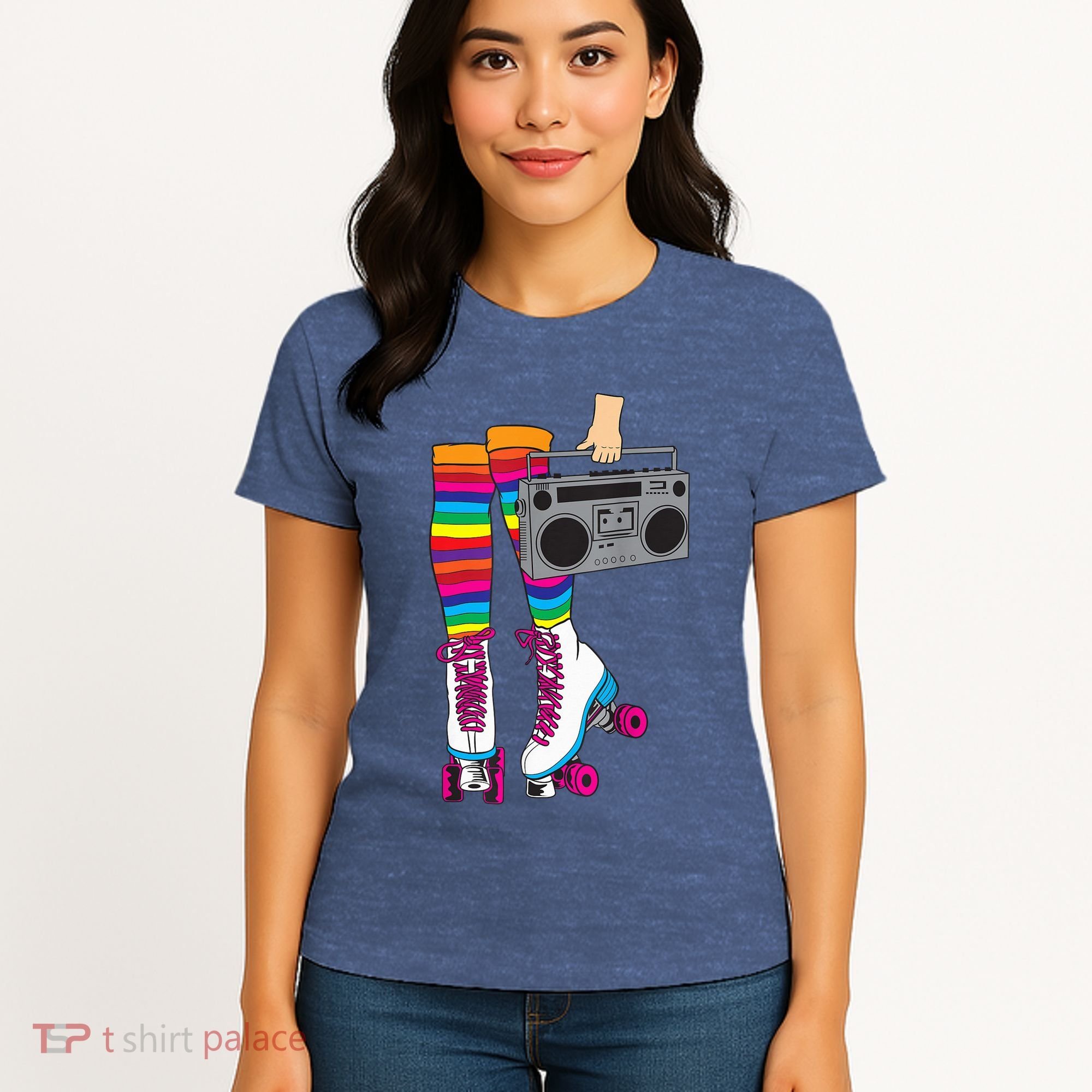 Retro Rollerskates Funny 80's Roller Disco Skating Girl Gift Women's T-Shirt