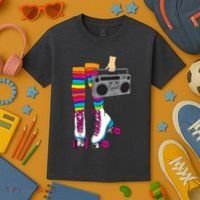 Retro Rollerskates Funny 80's Roller Disco Skating Girl Gift Kids T-Shirt thumb 3