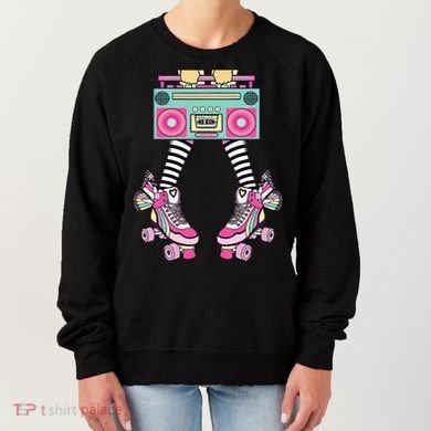 Retro Rollerskates Funny 80S Roller Disco Skating Girl Women's Sweatshirt