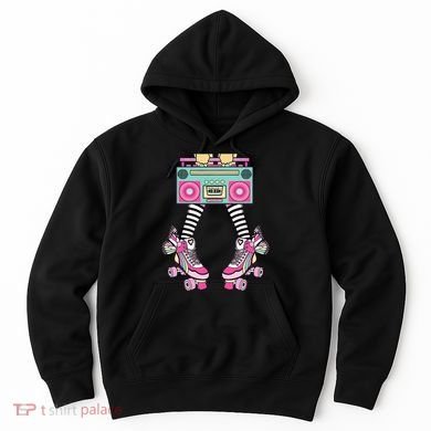 Retro Rollerskates Funny 80S Roller Disco Skating Girl Hoodie