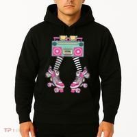 Retro Rollerskates Funny 80S Roller Disco Skating Girl Hoodie thumb 2
