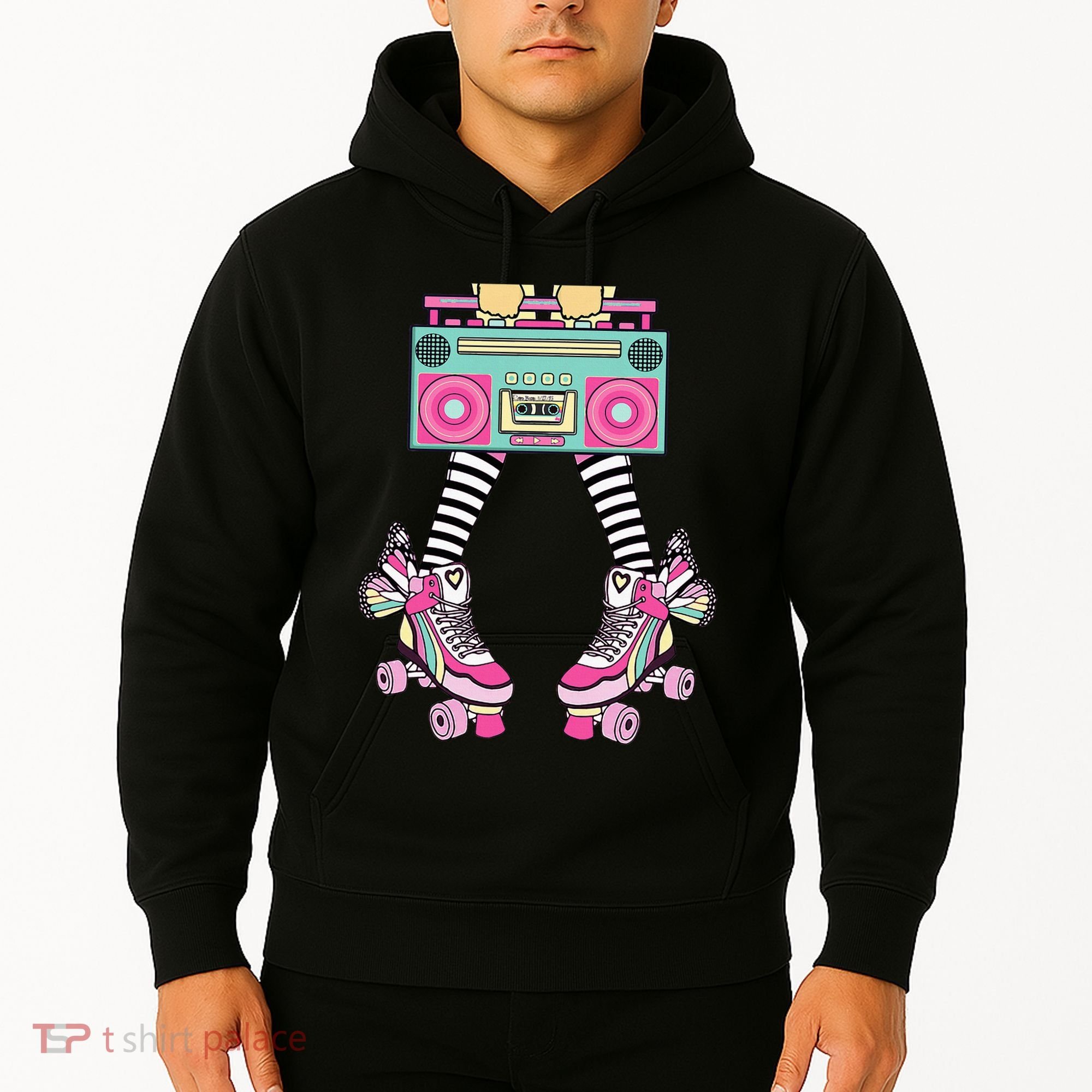 Retro Rollerskates Funny 80S Roller Disco Skating Girl Hoodie