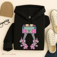 Retro Rollerskates Funny 80S Roller Disco Skating Girl Hoodie thumb 4