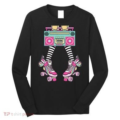 Retro Rollerskates Funny 80S Roller Disco Skating Girl Long Sleeve Shirt