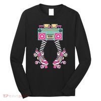 Retro Rollerskates Funny 80S Roller Disco Skating Girl Long Sleeve Shirt thumb 0
