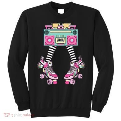 Retro Rollerskates Funny 80S Roller Disco Skating Girl Sweatshirt