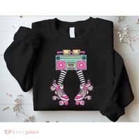 Retro Rollerskates Funny 80S Roller Disco Skating Girl Sweatshirt thumb 2