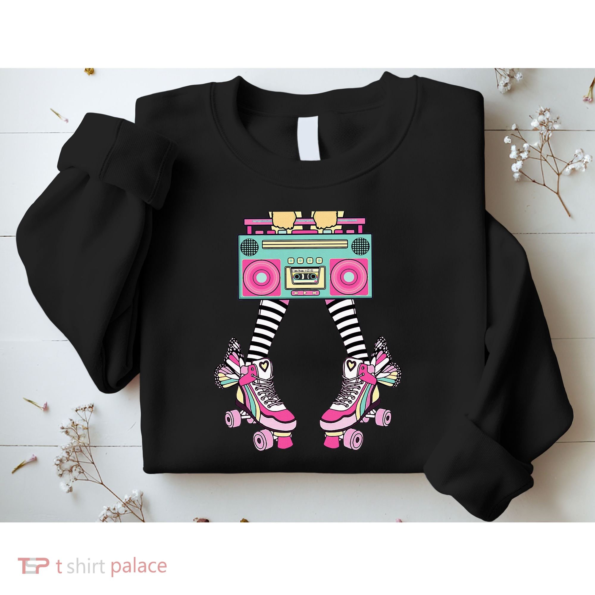 Retro Rollerskates Funny 80S Roller Disco Skating Girl Sweatshirt