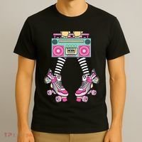 Retro Rollerskates Funny 80S Roller Disco Skating Girl T-Shirt thumb 3
