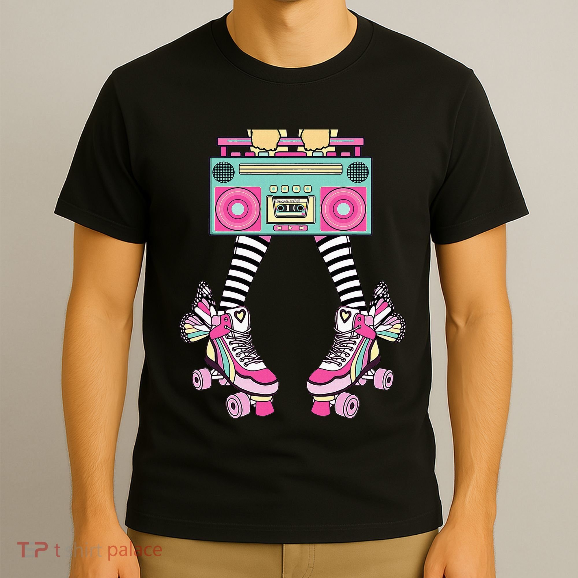 Retro Rollerskates Funny 80S Roller Disco Skating Girl T-Shirt
