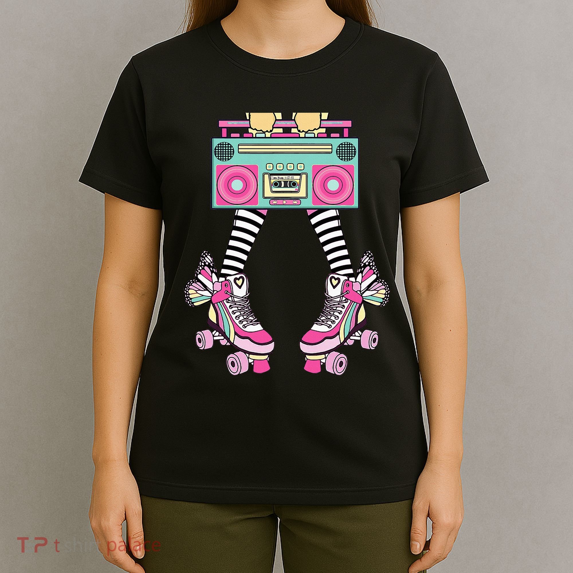 Retro Rollerskates Funny 80S Roller Disco Skating Girl T-Shirt
