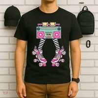 Retro Rollerskates Funny 80S Roller Disco Skating Girl T-Shirt thumb 6