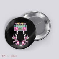 Retro Rollerskates Funny 80S Roller Disco Skating Girl Button thumb 0