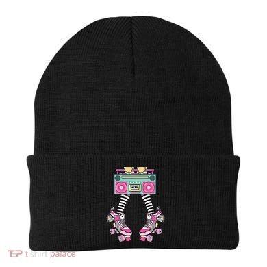 Retro Rollerskates Funny 80S Roller Disco Skating Girl Beanie