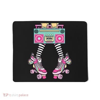 Retro Rollerskates Funny 80S Roller Disco Skating Girl Mousepad