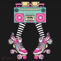 Retro Rollerskates Funny 80S Roller Disco Skating Girl Mousepad thumb 1