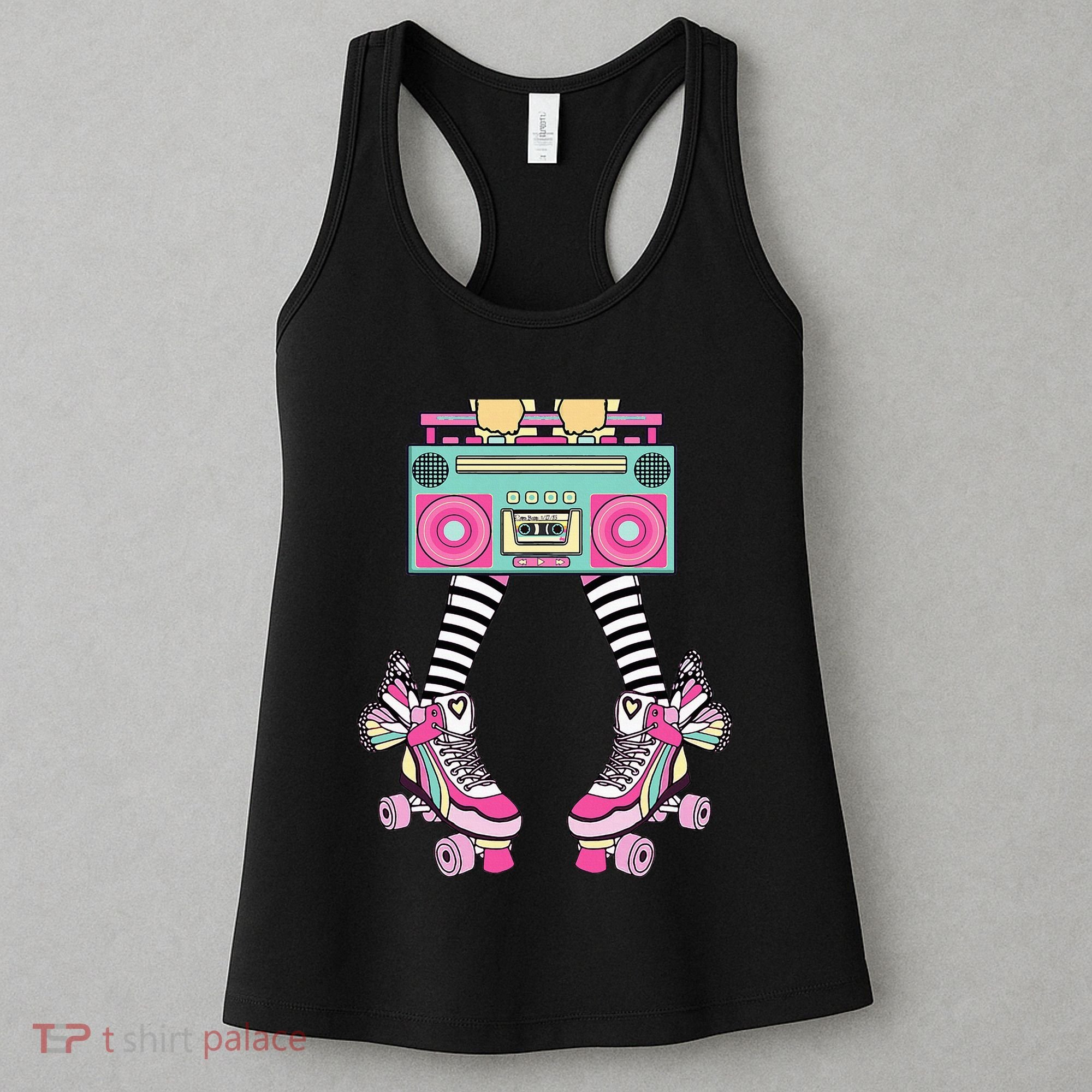 Retro Rollerskates Funny 80S Roller Disco Skating Girl Women's Tank Top