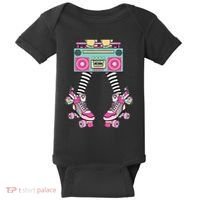 Retro Rollerskates Funny 80S Roller Disco Skating Girl Baby Bodysuit thumb 0