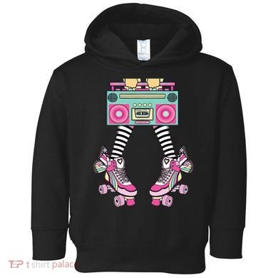 Retro Rollerskates Funny 80S Roller Disco Skating Girl Toddler Hoodie