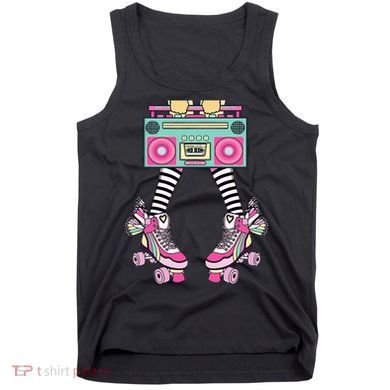 Retro Rollerskates Funny 80S Roller Disco Skating Girl Tank Top