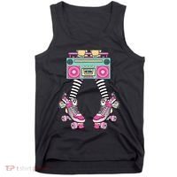 Retro Rollerskates Funny 80S Roller Disco Skating Girl Tank Top thumb 0