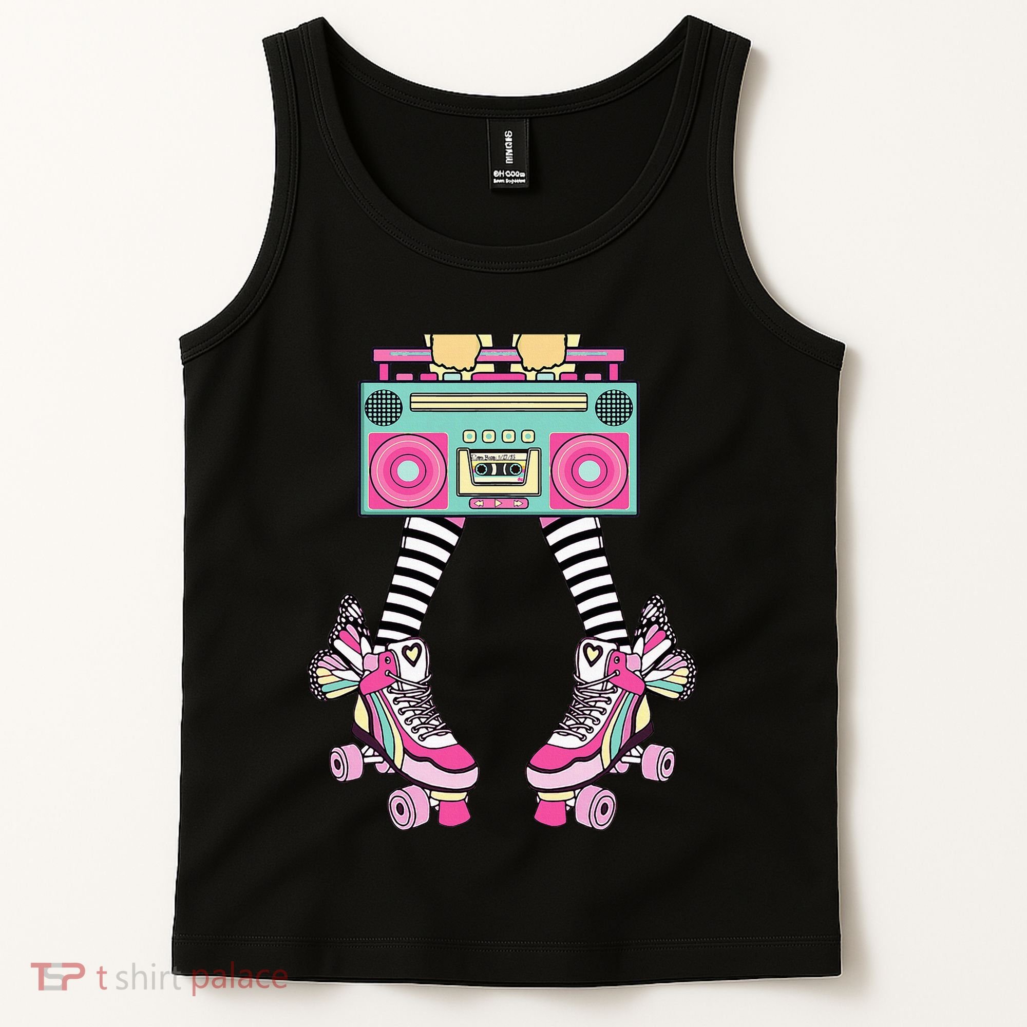 Retro Rollerskates Funny 80S Roller Disco Skating Girl Tank Top