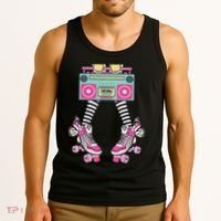 Retro Rollerskates Funny 80S Roller Disco Skating Girl Tank Top thumb 3