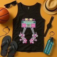 Retro Rollerskates Funny 80S Roller Disco Skating Girl Tank Top thumb 4