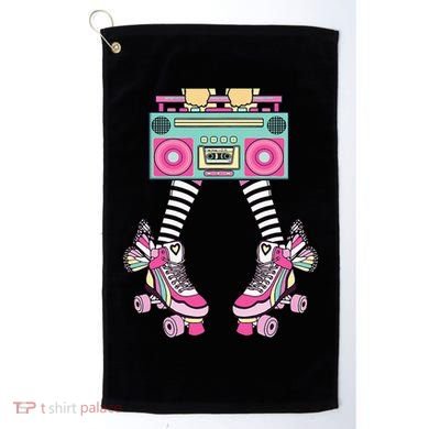 Retro Rollerskates Funny 80S Roller Disco Skating Girl Golf Towel