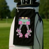 Retro Rollerskates Funny 80S Roller Disco Skating Girl Golf Towel thumb 2
