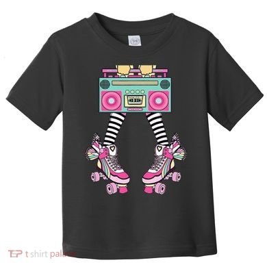 Retro Rollerskates Funny 80S Roller Disco Skating Girl Toddler T-Shirt