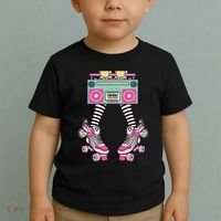 Retro Rollerskates Funny 80S Roller Disco Skating Girl Toddler T-Shirt thumb 2