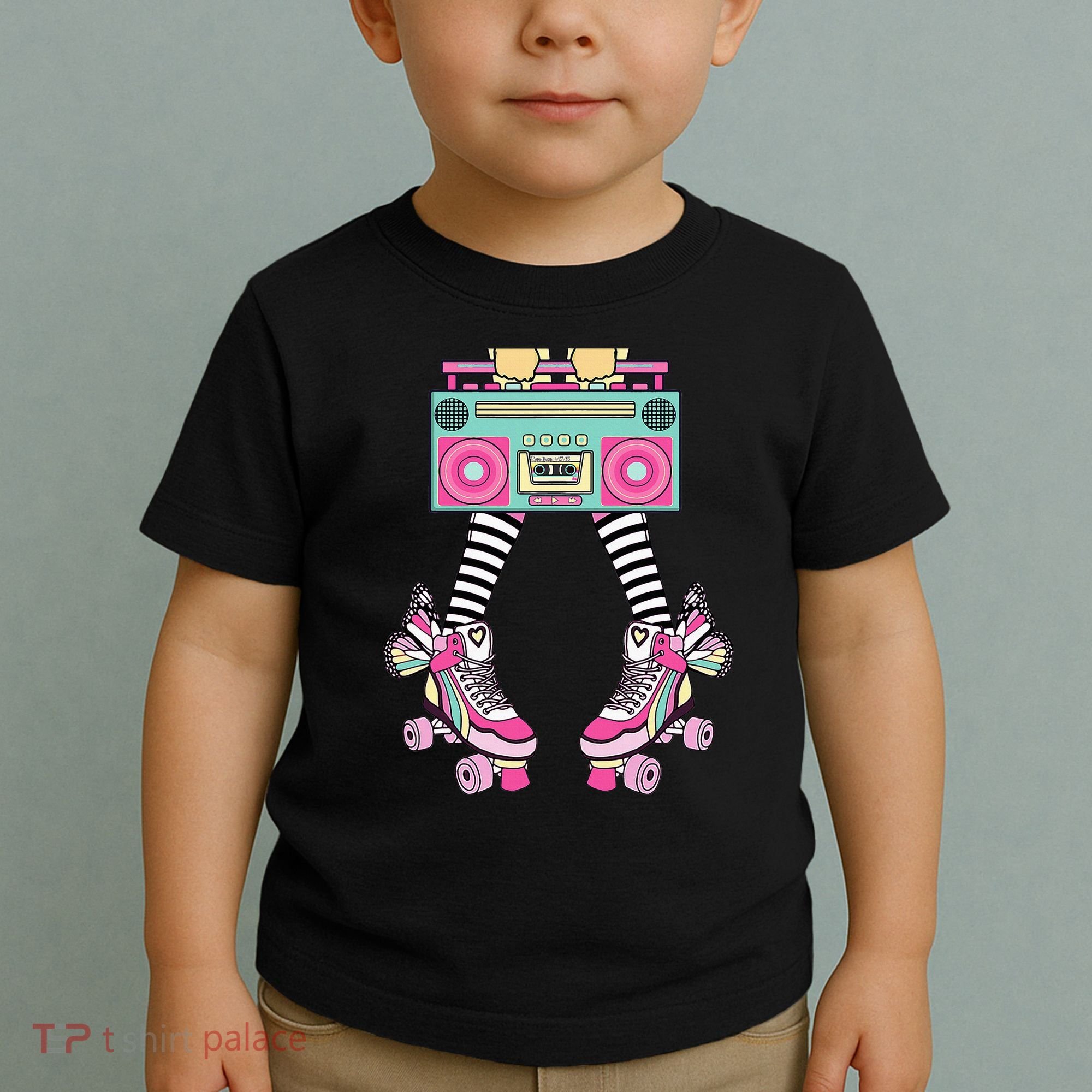 Retro Rollerskates Funny 80S Roller Disco Skating Girl Toddler T-Shirt