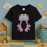 Retro Rollerskates Funny 80S Roller Disco Skating Girl Toddler T-Shirt thumb 3
