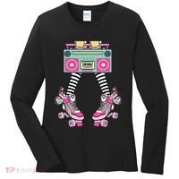 Retro Rollerskates Funny 80S Roller Disco Skating Girl Women's Long Sleeve Shirt thumb 0