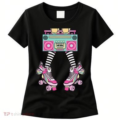 Retro Rollerskates Funny 80S Roller Disco Skating Girl Women's T-Shirt