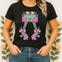 Retro Rollerskates Funny 80S Roller Disco Skating Girl Women's T-Shirt thumb 2