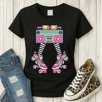 Retro Rollerskates Funny 80S Roller Disco Skating Girl Women's T-Shirt thumb 3