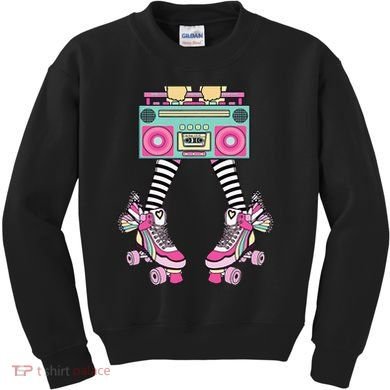 Retro Rollerskates Funny 80S Roller Disco Skating Girl Kids Sweatshirt