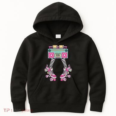 Retro Rollerskates Funny 80S Roller Disco Skating Girl Kids Hoodie