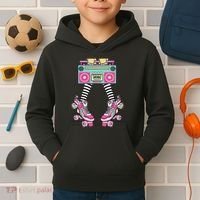 Retro Rollerskates Funny 80S Roller Disco Skating Girl Kids Hoodie thumb 2