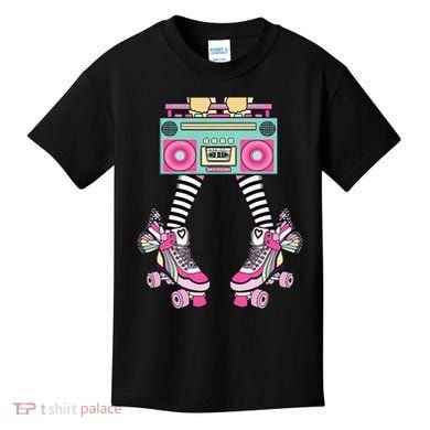 Retro Rollerskates Funny 80S Roller Disco Skating Girl Kids T-Shirt