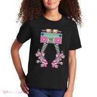 Retro Rollerskates Funny 80S Roller Disco Skating Girl Kids T-Shirt thumb 2