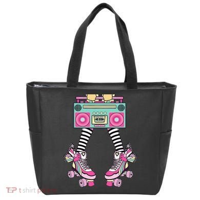 Retro Rollerskates Funny 80S Roller Disco Skating Girl Tote Bag