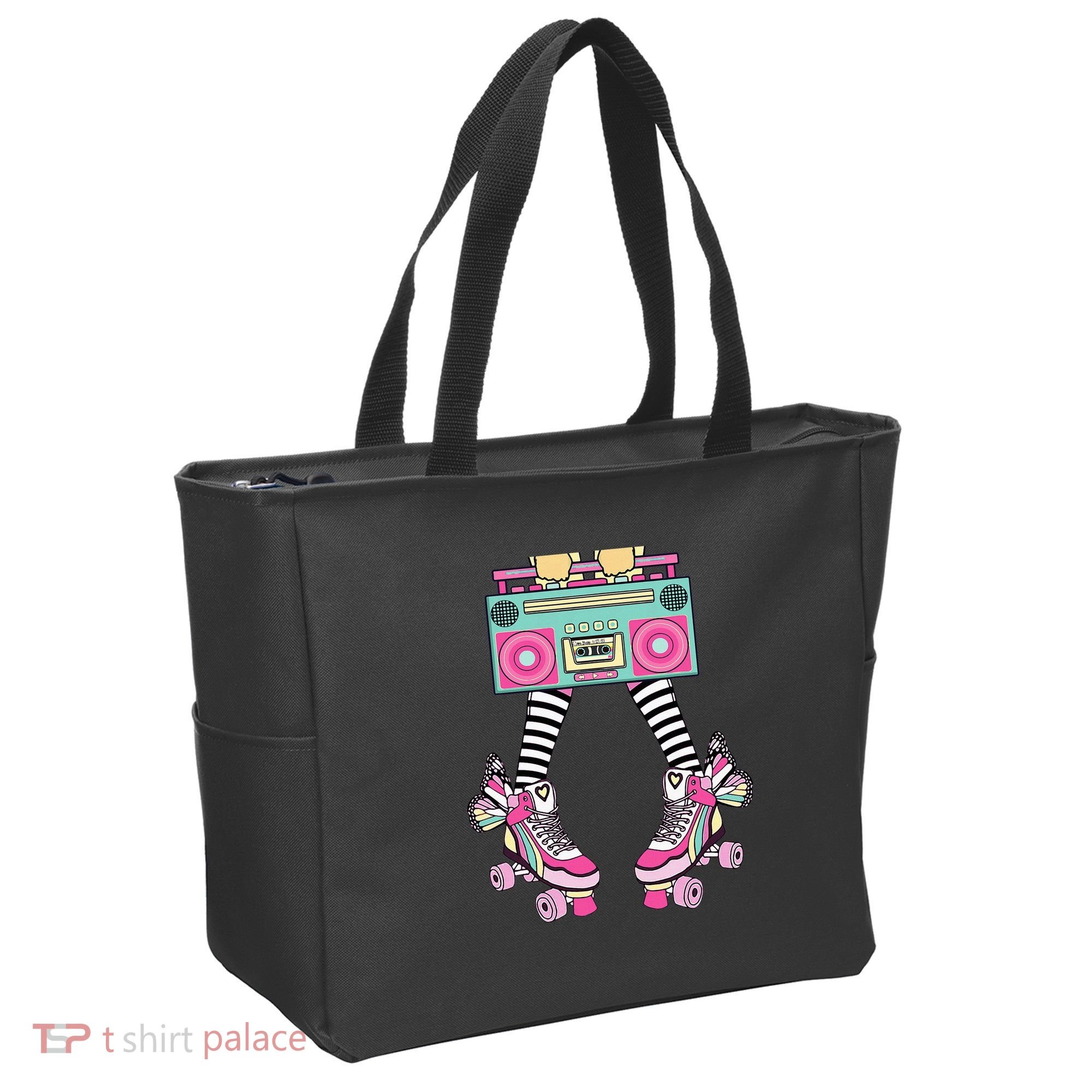 Retro Rollerskates Funny 80S Roller Disco Skating Girl Tote Bag