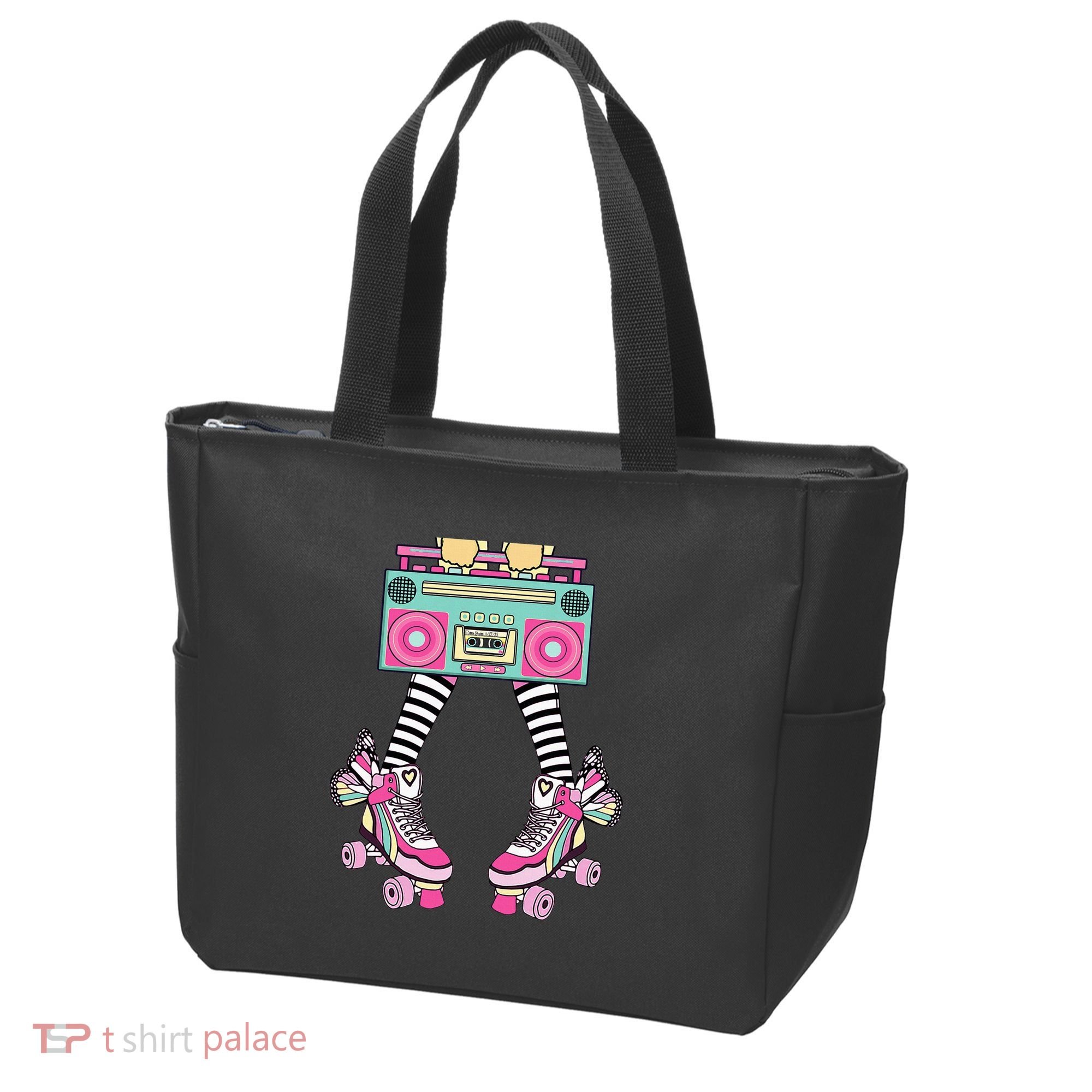 Retro Rollerskates Funny 80S Roller Disco Skating Girl Tote Bag