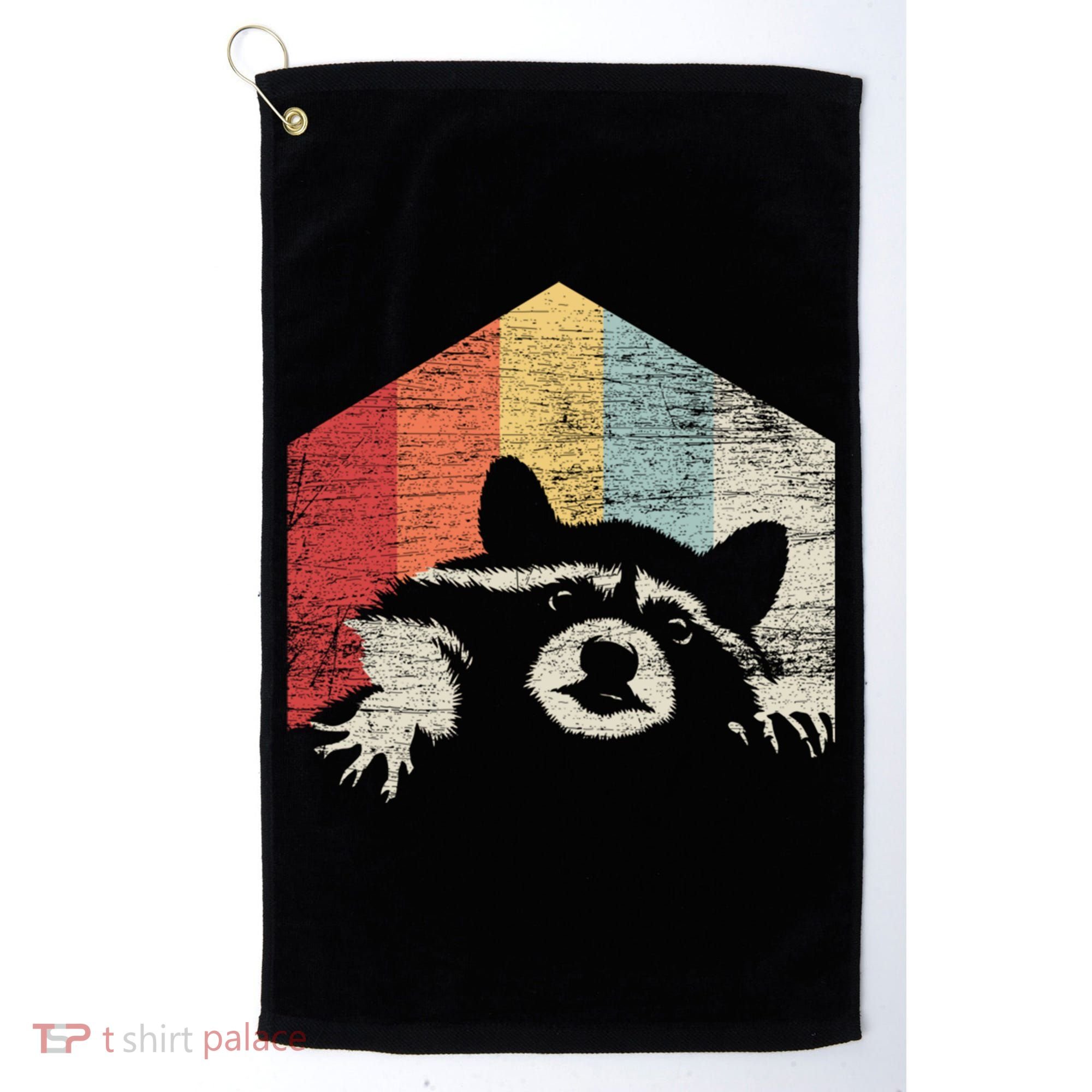 Retro Raccoon Gift Golf Towel